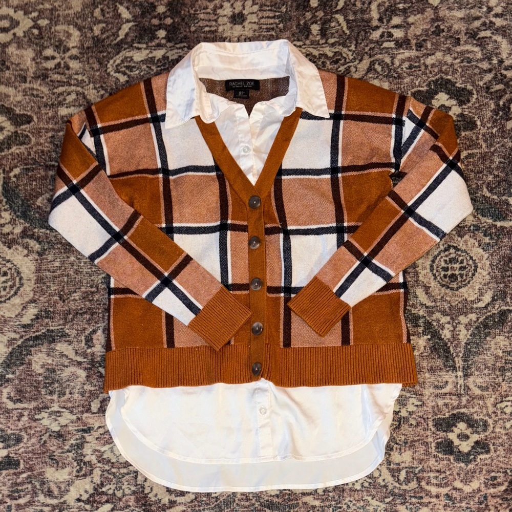 Rachel Zoe orange Plaid Sweater